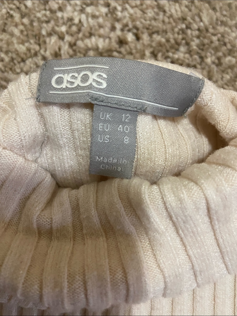 ASOS Ribbed Turtle-Neck Sweater - Cream - Picture 2 of 2